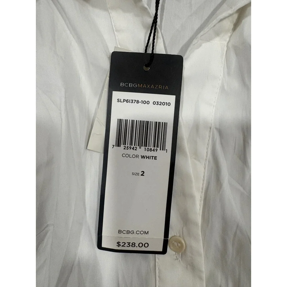 BCBGMAXAZRIA White Ruffle Tiered Belted Halter Dress SLP61378-100 Size 2 NEW